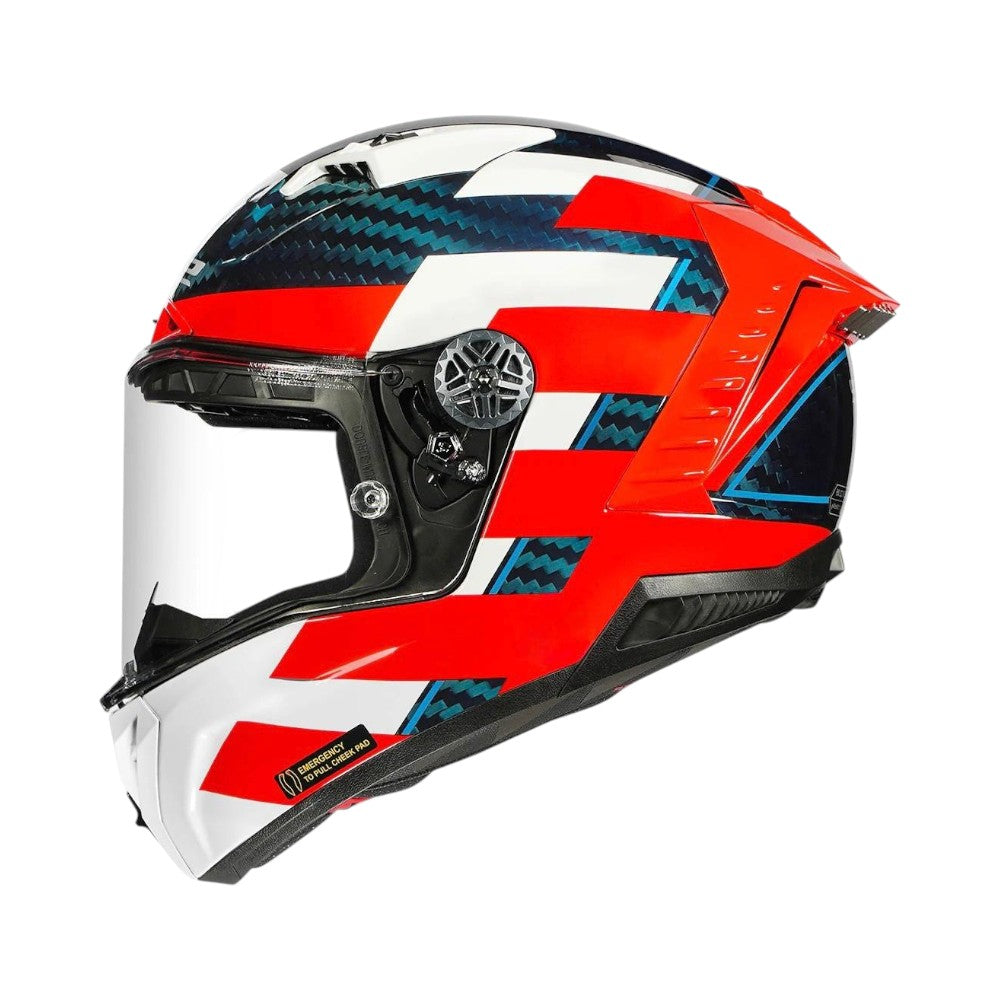 LS2 FF805 Thunder Carbon GP Alliance Red White Blue Helmet (FIM Certified)