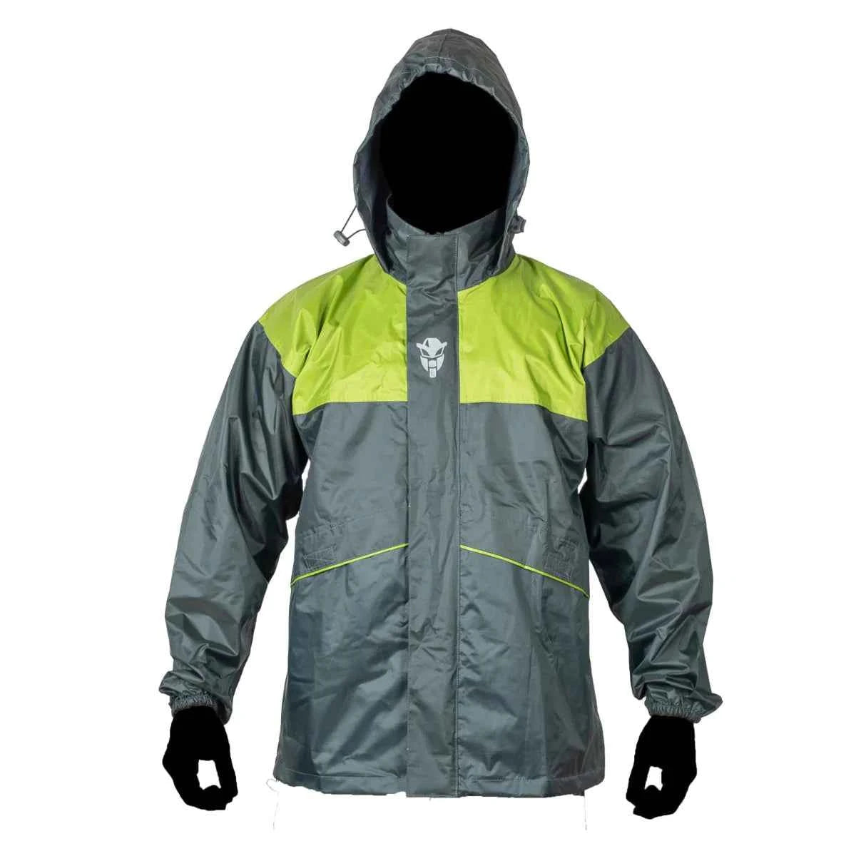 Mototech Hurricane Air Tour Pro Waterproof Rain Overjacket - Grey + Green