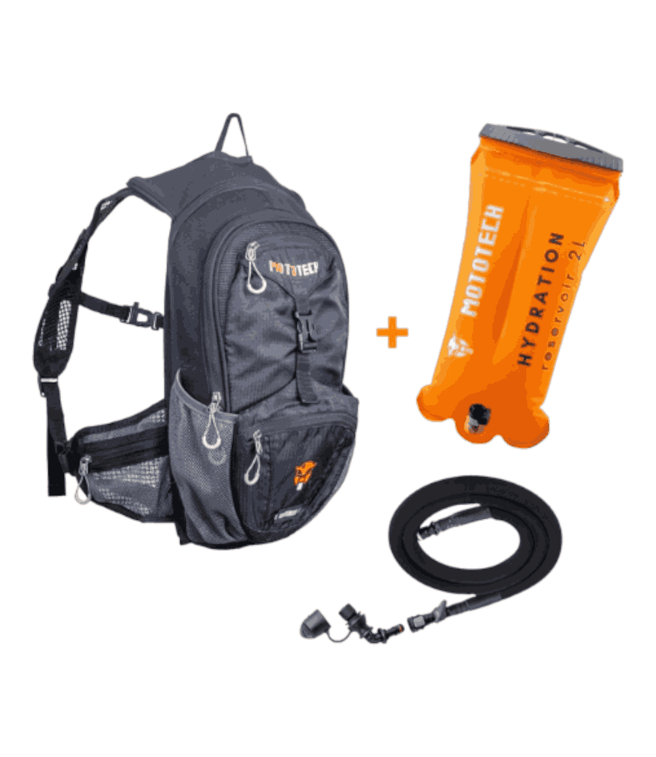 Mototech Hydration Reservoir Water Bladder - 2L + Stealth Hydration Backpack - 8L Combo