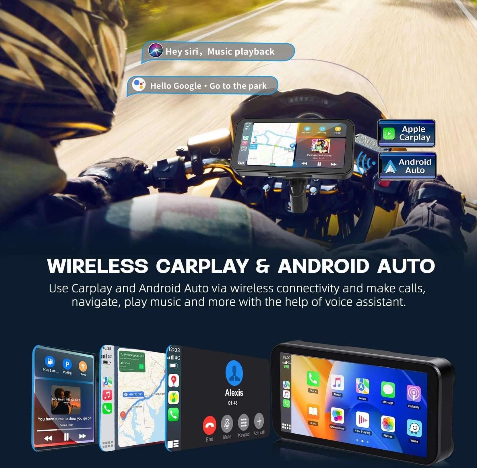 S3 Elite 6.25 inch Motorcycle Navigation with Carplay 2K HD Screen with Camera Remote and TPMS