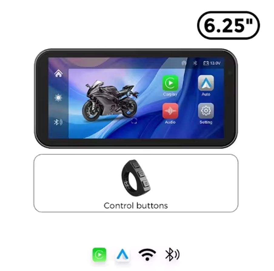 S3P Lite 6.25 inch Motorcycle Navigation with Carplay 2K HD Screen ONLY with Handlebar Remote