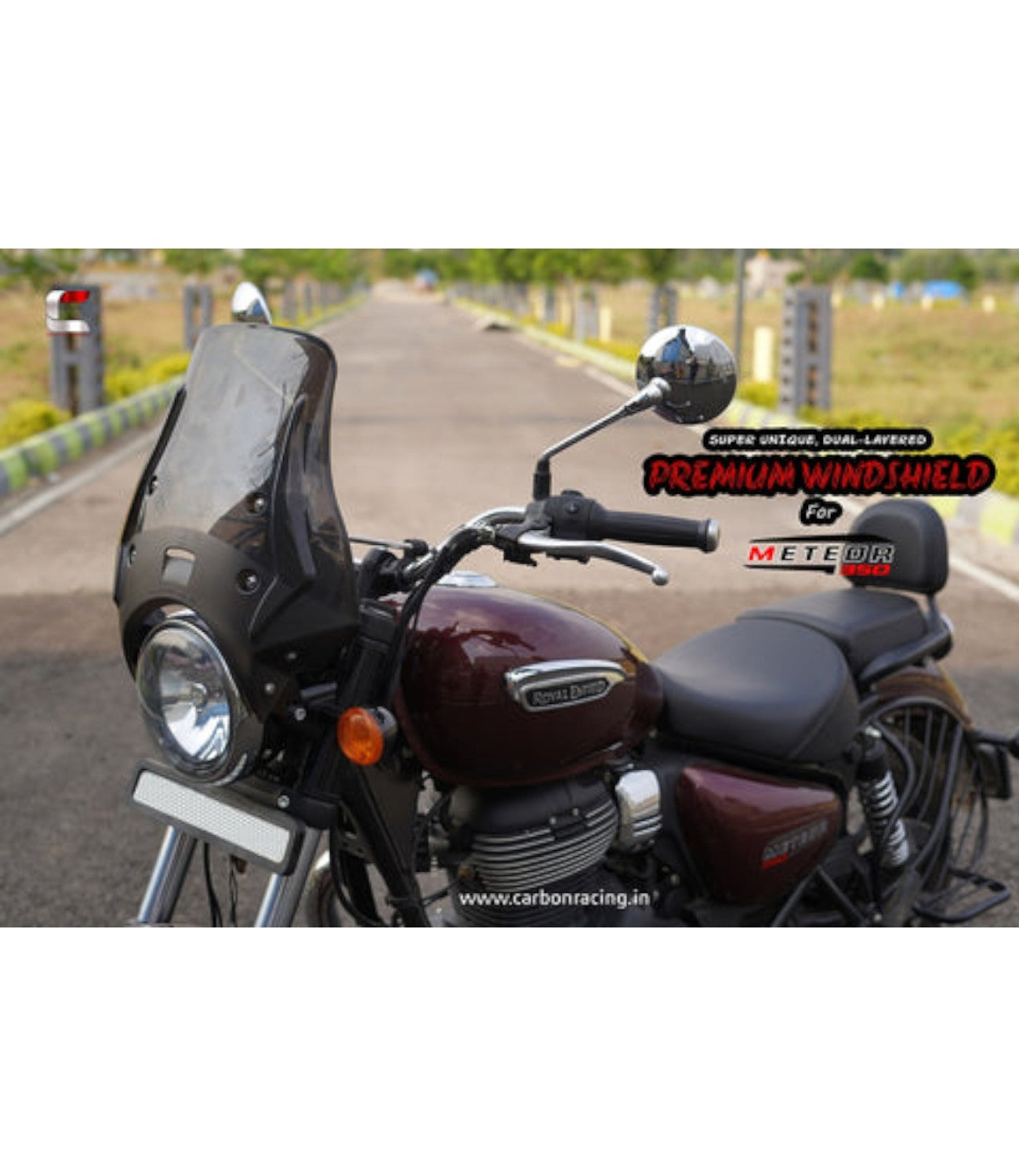 Carbon Racing Wanderer Premium Windshield For Royal Enfield Meteor 350