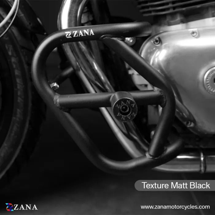 Zana Crash Guard With Sliders For Royal Enfield Continental GT & Interceptor 650 (Matt Black)