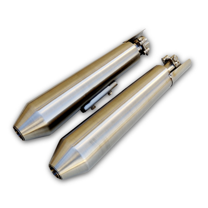 Powerage Slip-Ons Exhaust For RE 650 Twins Brushed Steel Finish - Short