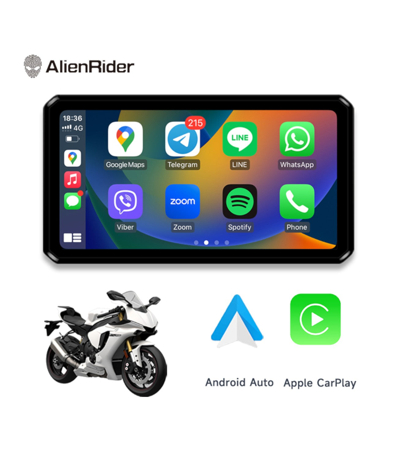 Alien Rider M2 Pro Motorcycle Dual Recording Bike Navigation System With Touchscreen, GPS & TPMS (With RADAR)