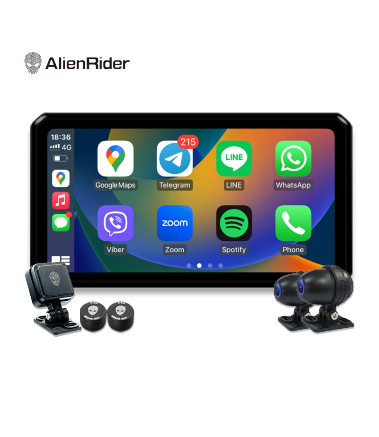 Alien Rider M2 Pro Motorcycle Dual Recording Bike Navigation System TPMS GPS With Touch Screen and Radar