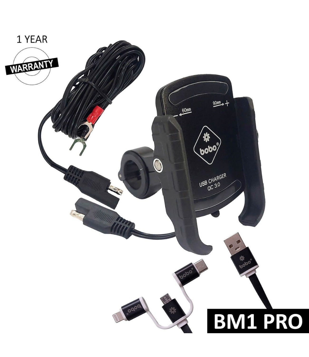 BOBO BM1 Pro Motorcycle Phone Holder (with fast USB 3.0 charger)