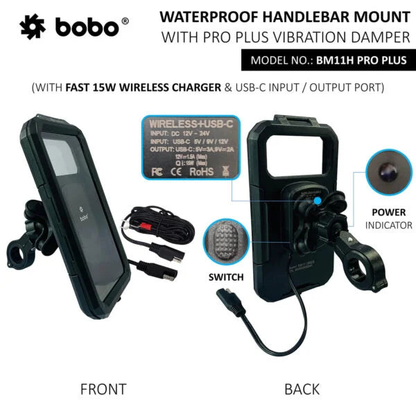 BOBO BM11H PRO PLUS Fully Waterproof With Vibration Damper with Fast 15W Wireless