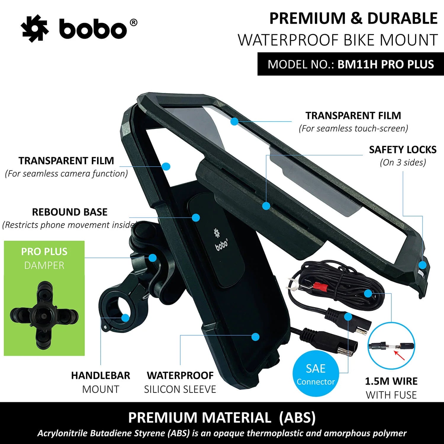 BOBO BM11H PRO PLUS Fully Waterproof With Vibration Damper with Fast 15W Wireless