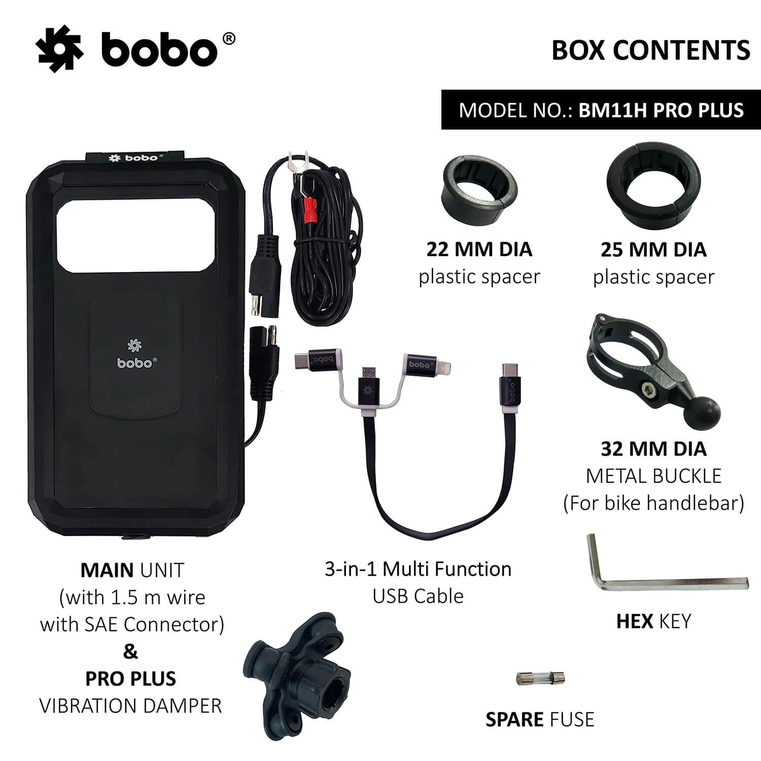 BOBO BM11H PRO PLUS Fully Waterproof With Vibration Damper with Fast 15W Wireless