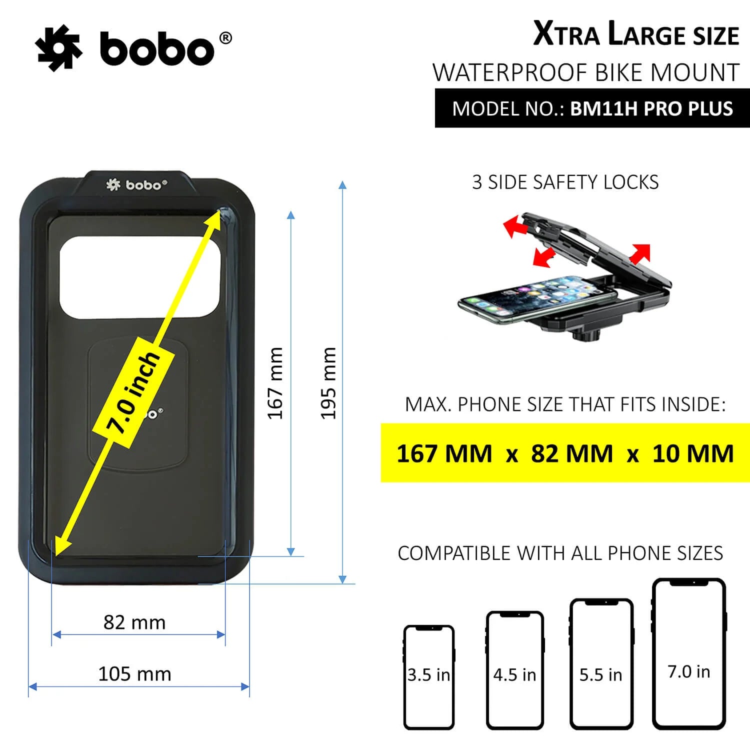 BOBO BM11H PRO PLUS Fully Waterproof With Vibration Damper with Fast 15W Wireless