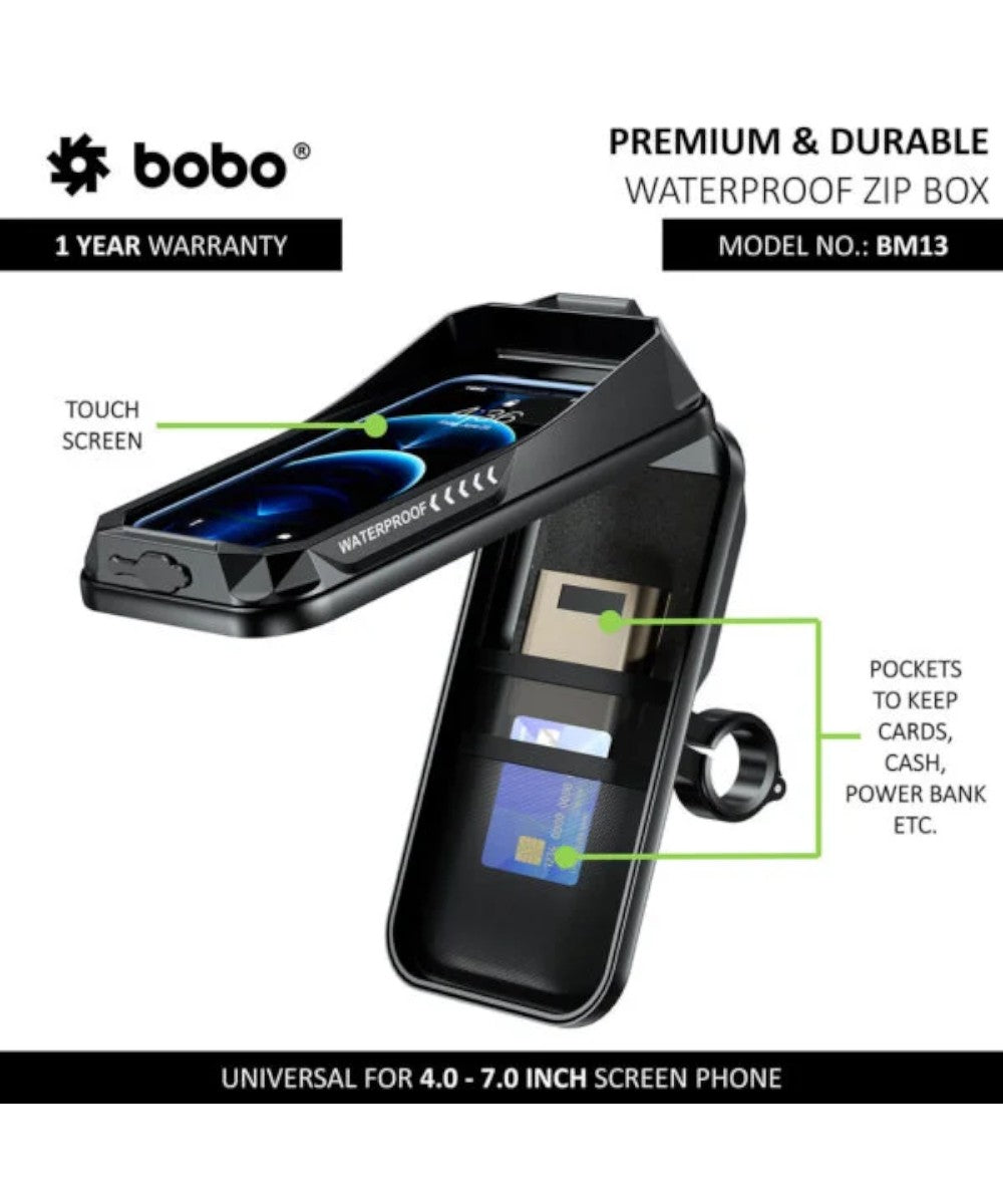 BOBO BM13 Waterproof Zip Box Bike / Cycle Phone Holder Motorcycle Mobile Mount