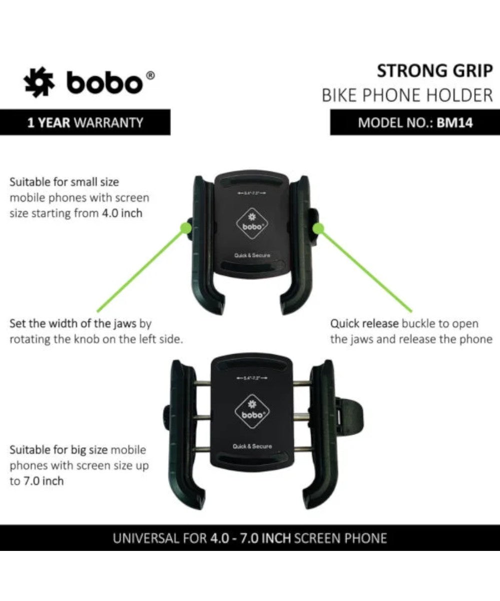 BOBO BM14 Quick Release Enhanced BM4 Bike / Cycle Phone Holder Motorcycle Mobile Mount