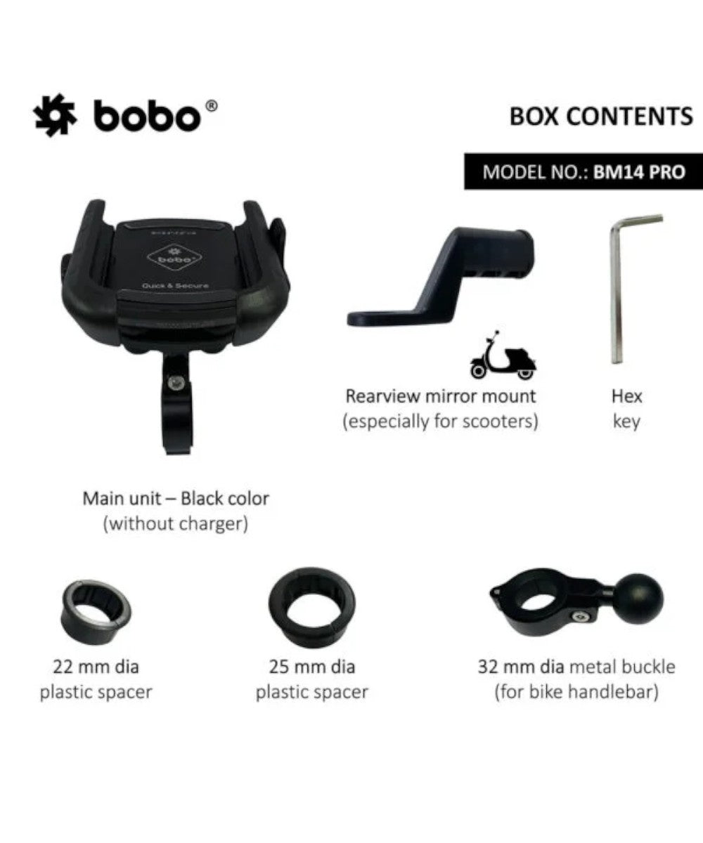 BOBO BM14 PRO X Quick Release with PRO X Vibration Controller Enhanced BM4 PRO Bike / Cycle Phone Holder Motorcycle Mobile Mount