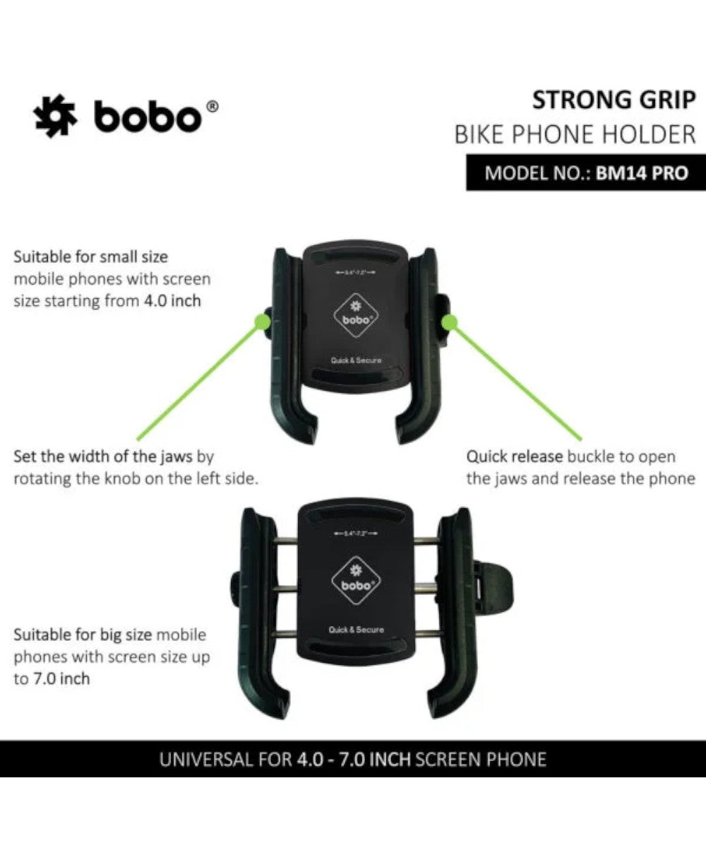 BOBO BM14 PRO X Quick Release with PRO X Vibration Controller Enhanced BM4 PRO Bike / Cycle Phone Holder Motorcycle Mobile Mount