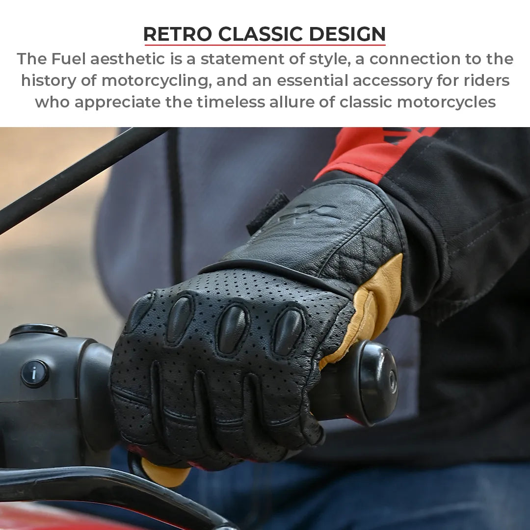 Viaterra FUEL Retro Classic Leather Motorcycle Gloves