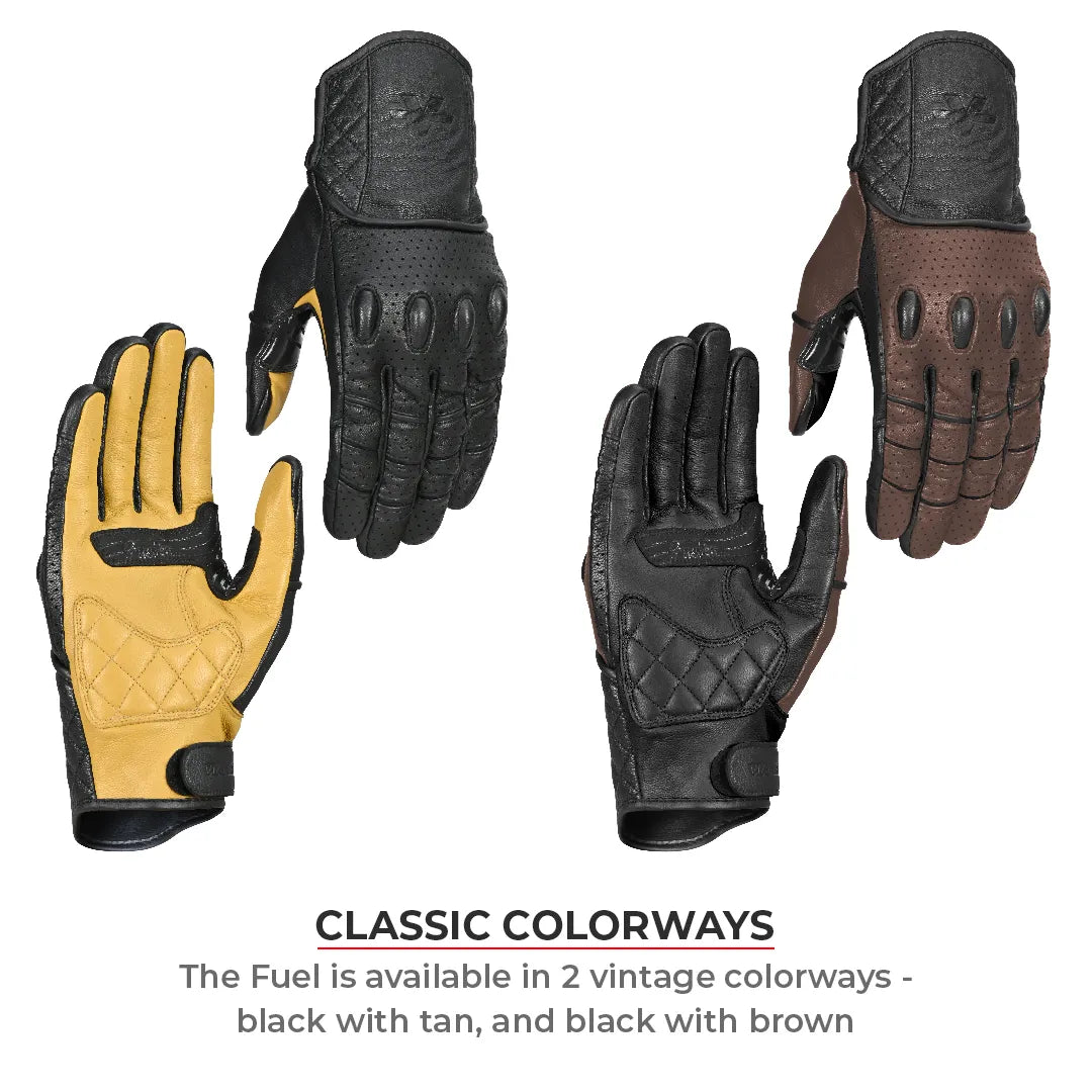 Viaterra FUEL Retro Classic Leather Motorcycle Gloves