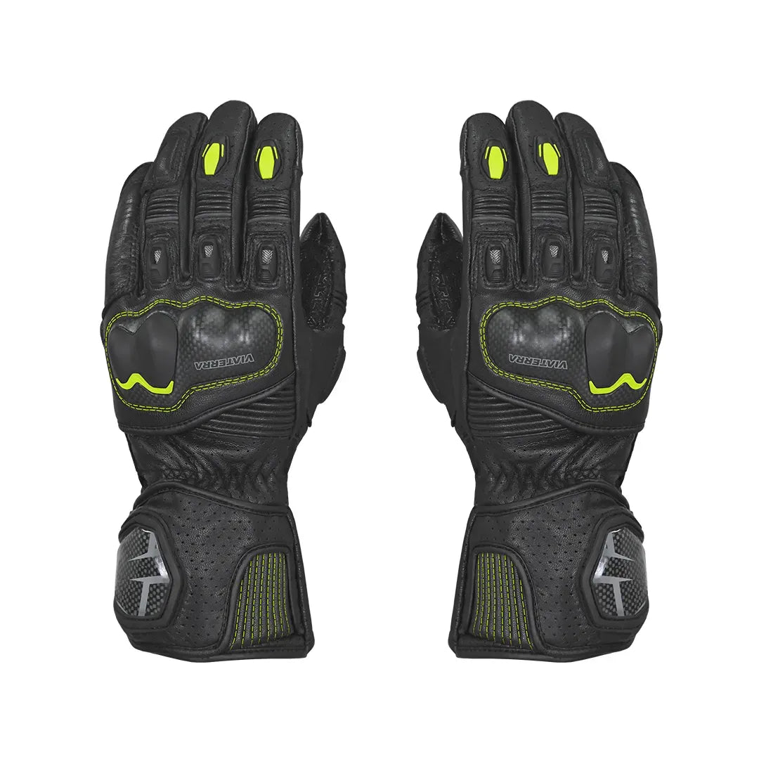 VIATERRA Grid Full Gauntlet Motorcycle Riding Gloves - Hi-Viz