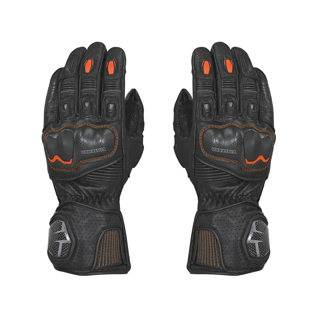 VIATERRA Grid Full Gauntlet Motorcycle Riding Gloves - Orange