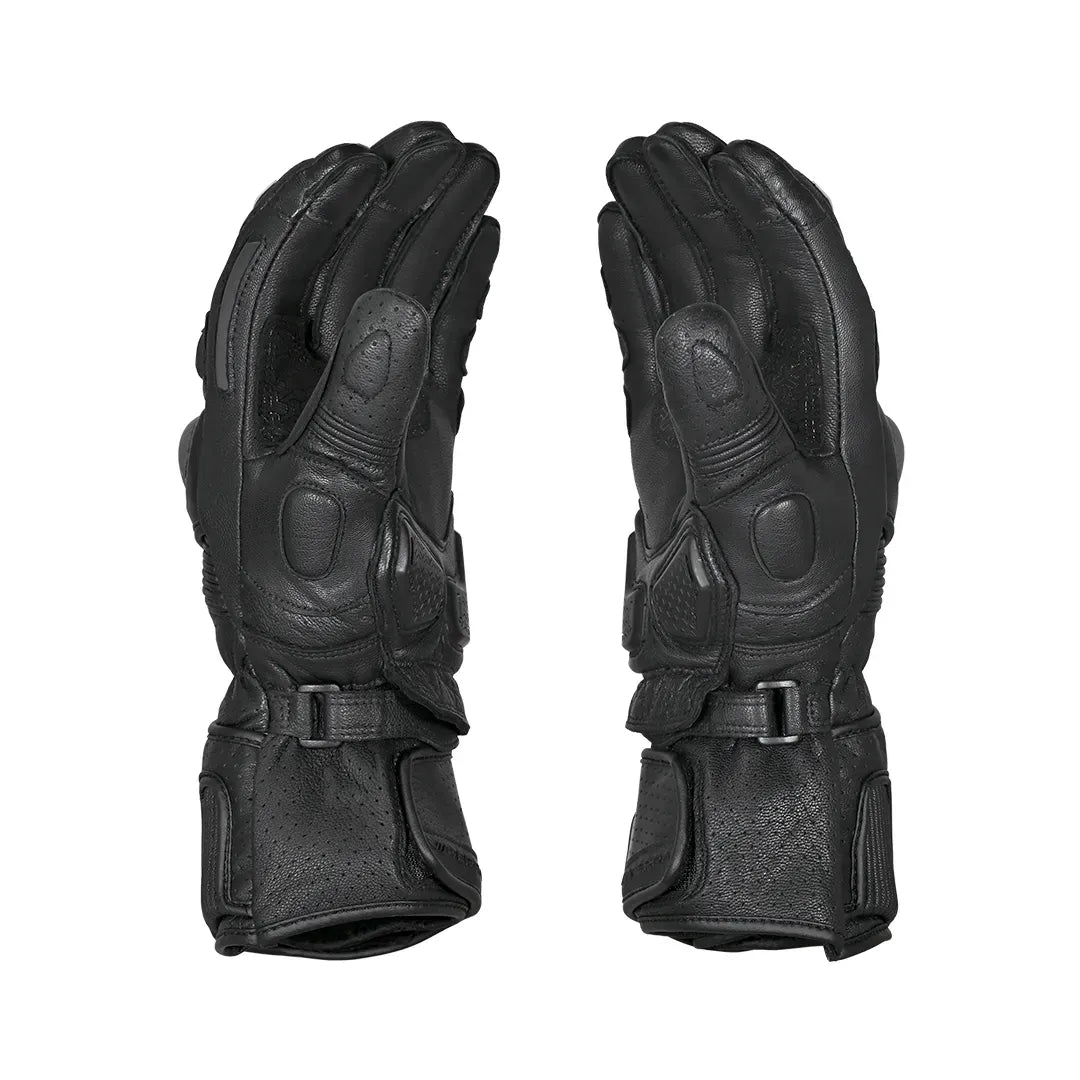 VIATERRA Grid Full Gauntlet Motorcycle Riding Gloves - Black