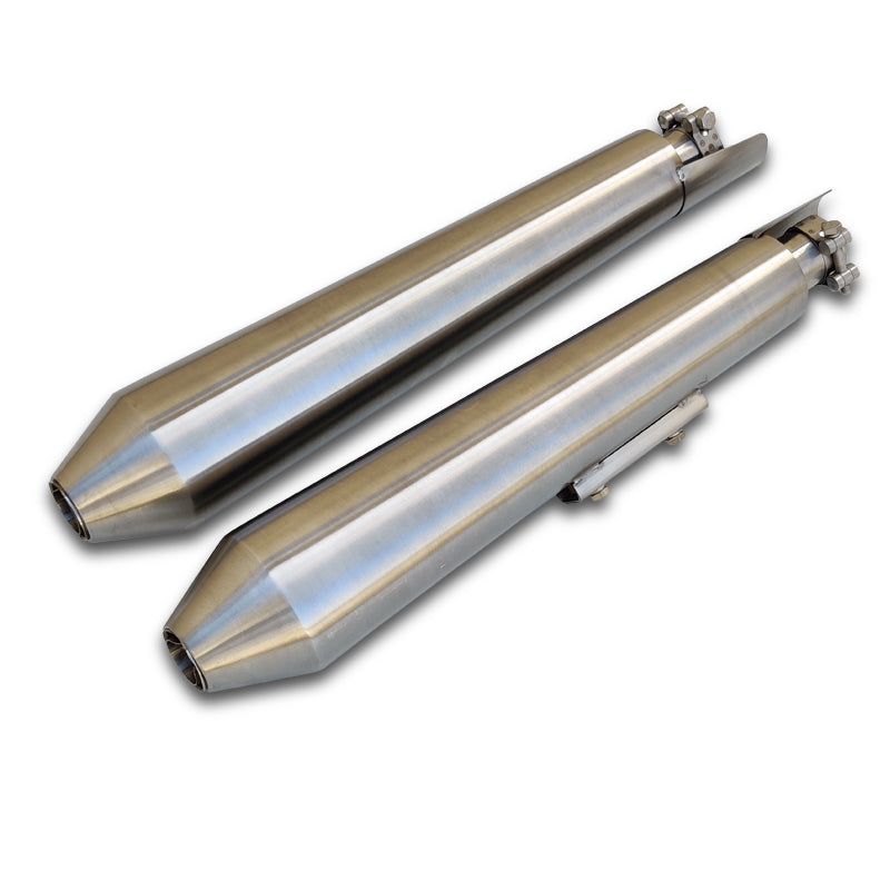Powerage Slip-Ons Exhaust For RE 650 Twins Brushed Steel Finish - Long