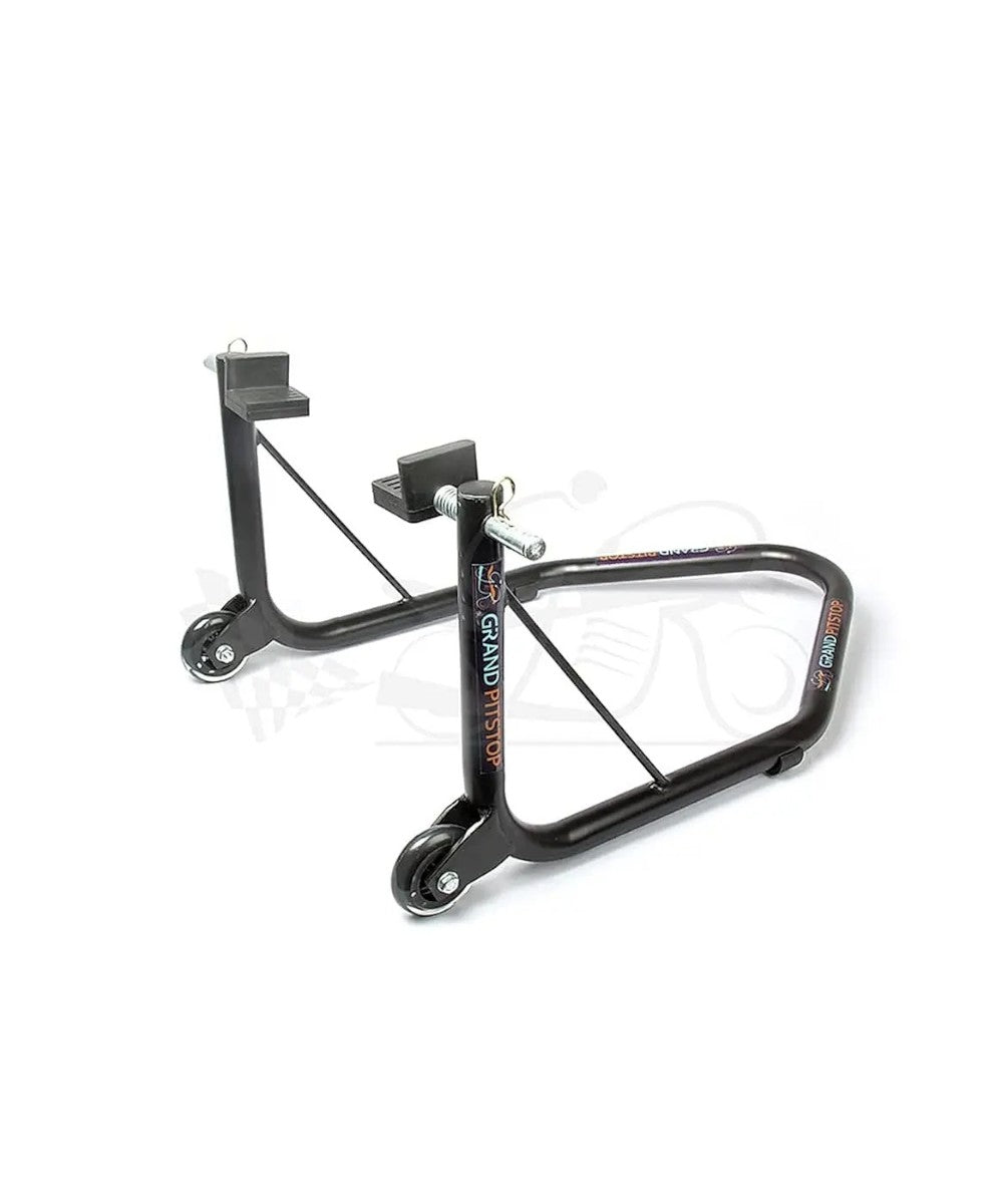 Grand Pitstop Non-Dismantable Universal Rear Paddock Stand with Skate Wheels - Black