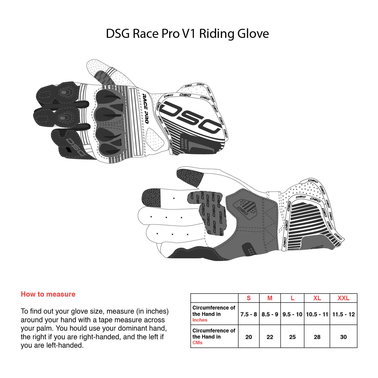 DSG Race Pro V1 Riding Gloves