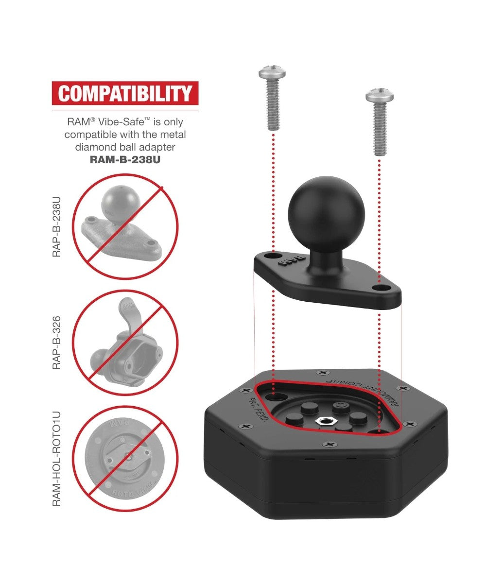 RAM Vibe-Safe with NPT Adapter For 2-Hole Holders