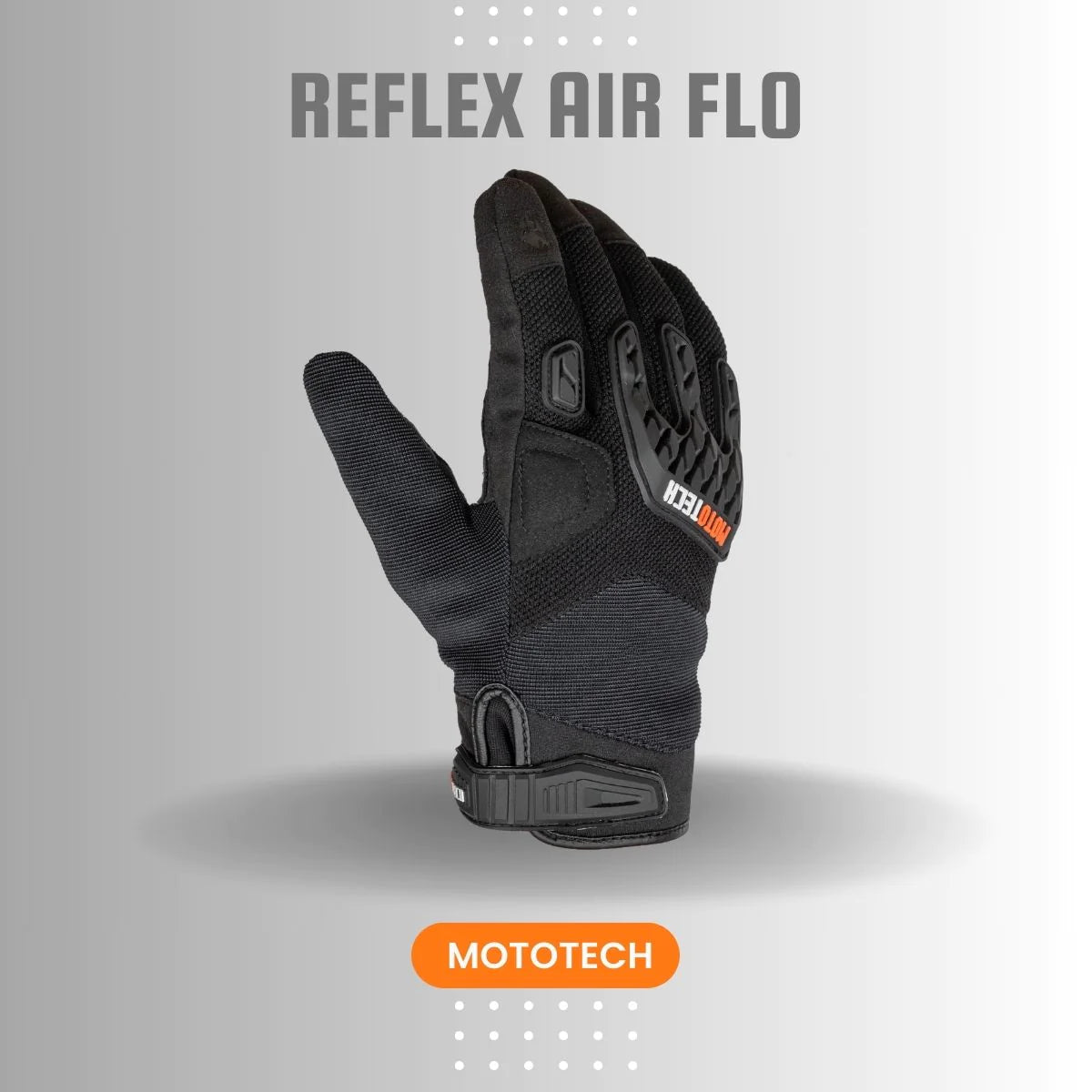 Mototech Reflex Air Flo Dual Sport Riding Gloves - Black