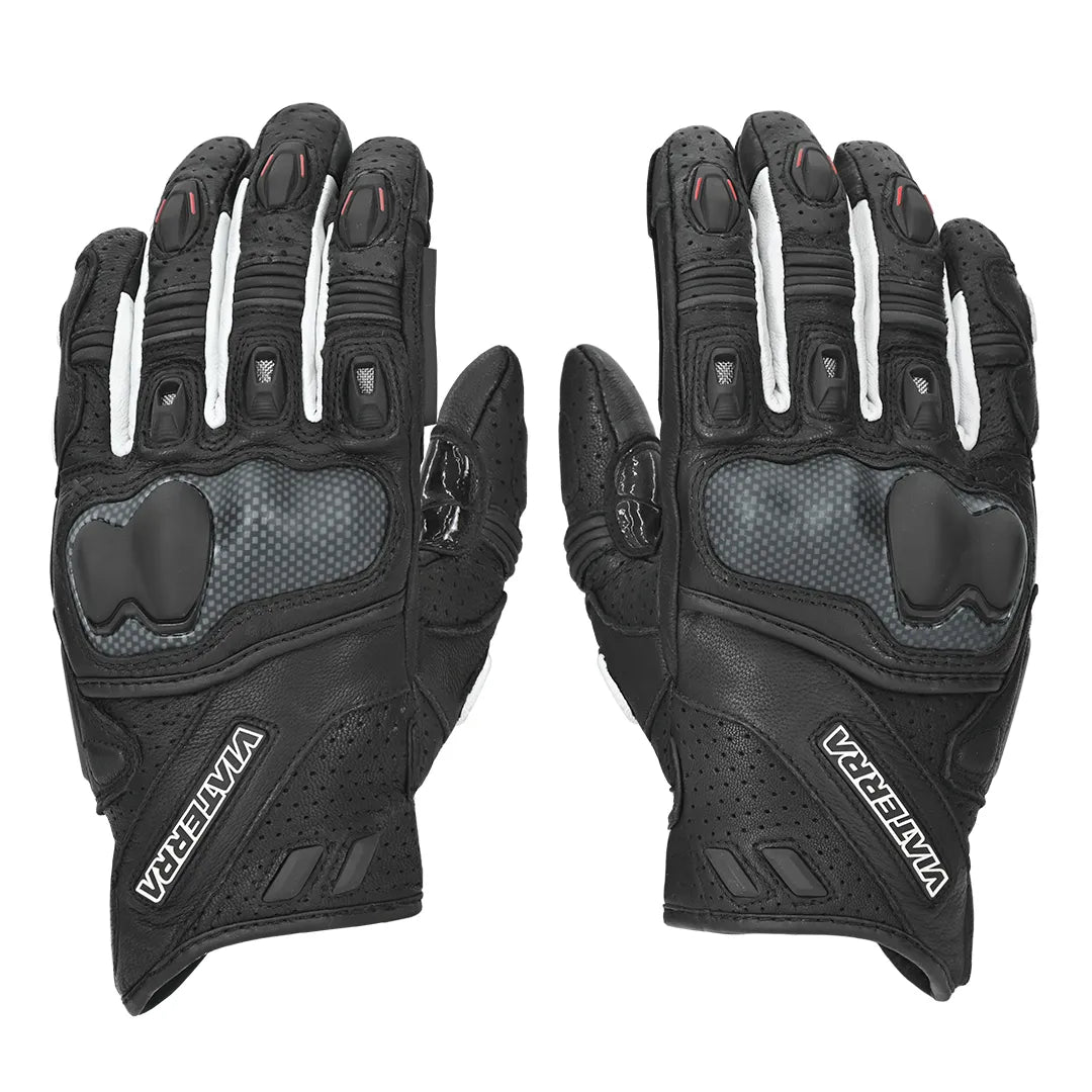 VIATERRA Shifter Short Motorcycle Leather Riding Gloves - Black