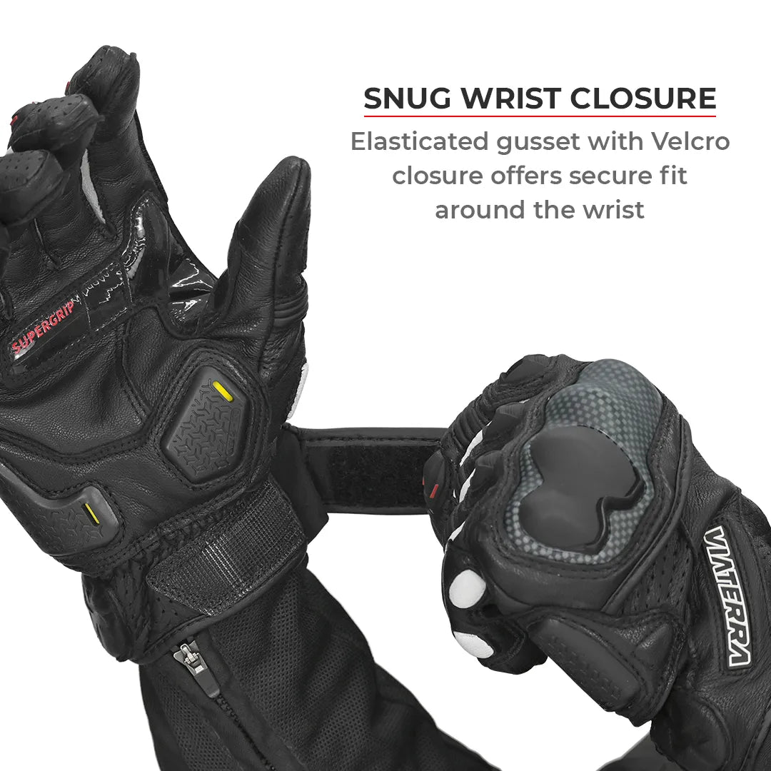 VIATERRA Shifter Short Motorcycle Leather Riding Gloves - Hi-Viz