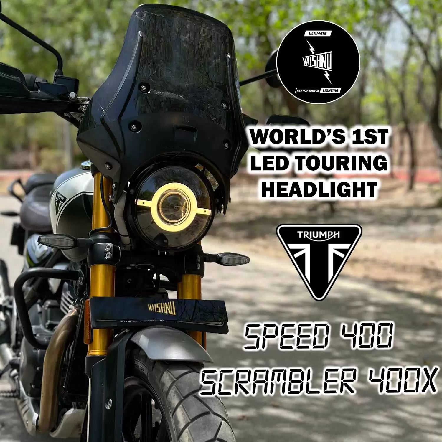 Vaishnu LED Touring Headlight For Triumph Speed 400 / Scrambler 400 X