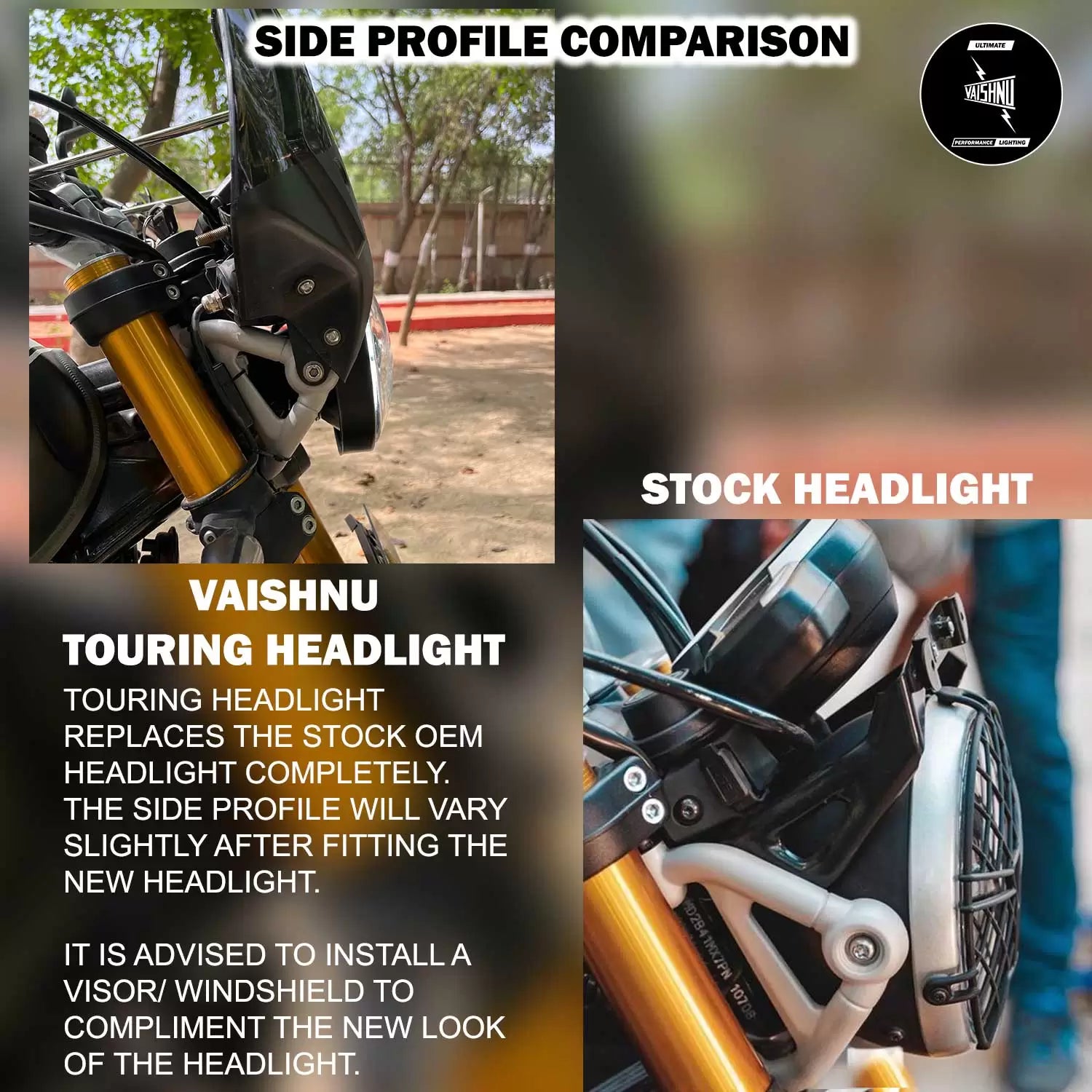 Vaishnu LED Touring Headlight For Triumph Speed 400 / Scrambler 400 X